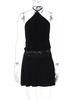 Hugcitar Fashion Solid Halter Sexy Sleeveless Backless Lace Up Patchwork Lace Mini Dress Summer Outfit Vacation Party_ecoleips.com
