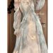 New European And American Super Fairy Gradient Misty Square Neck Floral Dress For Women With Butterfly Ruffle Hem_ecoleips.com