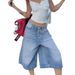 Vintage Washed Denim Shorts With Multi-Button Detail – Relaxed Fit, Mid-Rise, Comfortable Cotton Blend For Casual & Streetwear_ecoleips.com