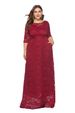 Plus Size Women's New Evening Dress Long Skirt Hollow Short Sleeve Lace Pocket Dress_ecoleips.com