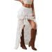 Summer Lace Midi Skirt Women's Denim Style Irregular Design Sexy Fashion Independent Website_ecoleips.com