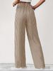 K New Striped Wide Leg Pants With Drawstring Pockets, Casual Pants, Straight Leg Pants, Women's Clothing_ecoleips.com
