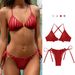 Women's Clothing Swimsuit Split Bikini Two Piece Sexy Jacquard Lace Up Swimsuit_ecoleips.com