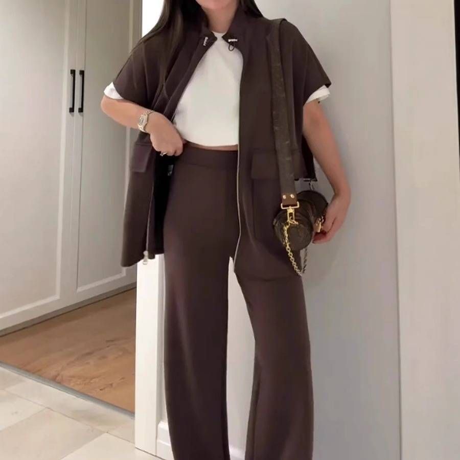 Women's Clothing New Women's Autumn And Summer Solid Color Casual Loose Casual Pocket Sweatshirt Straight Pants Suit_ecoleips.com