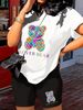 Summer Women's Casual Fashion Lover Bear Cartoon Graphic Printed Loose T-shirt Shorts Two-piece Set Summer Sportswear Suitable For Daily Wear-157_ecoleips.com