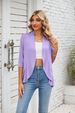 Women's Solid Color Knit Cardigan Summer Flutter Sleeve Open Front Cover-Up Casual Office Wear Breathable Cotton Blend_ecoleips.com