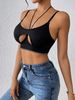 Sexy Hollow Out Cropped Tank Top Women's Halter Neck Bralette Hot Girl Fashion Top_ecoleips.com
