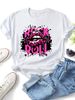 Women Crew Neck Short Sleeve T Shirt Rock Roll Leopard Lips Graphic Tee Retro Rock Music Loose Casual Streetwear Summer Tops_ecoleips.com