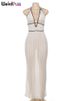 Weird Puss Sexy Elegant Halter Dress Women Summer Backless Lace-Up Color-Block Sleeveless Trendy Nightclub Wild Fashion Clothing_ecoleips.com