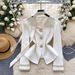 Elegant French-Style Rose Button Blouse - Women's Long Sleeve Lapel Shirt With Floral Detailing, Loose Fit & Versatile Fall Wardrobe Essential_ecoleips.com