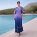 Women's Clothing New Summer Gradient Pleated Long Dress For Women Retro Fashionable Versatile Elegant Printed Design_ecoleips.com
