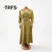 Silky Slim Waist A-Line Midi Dress High-End Heavy Duty Solid Color New 2023 Summer Suit Collar Women's Fashion_ecoleips.com