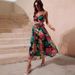 Women's Clothing 2025 Spring Summer Casual Patchwork Printed Strap Long Set Dress_ecoleips.com