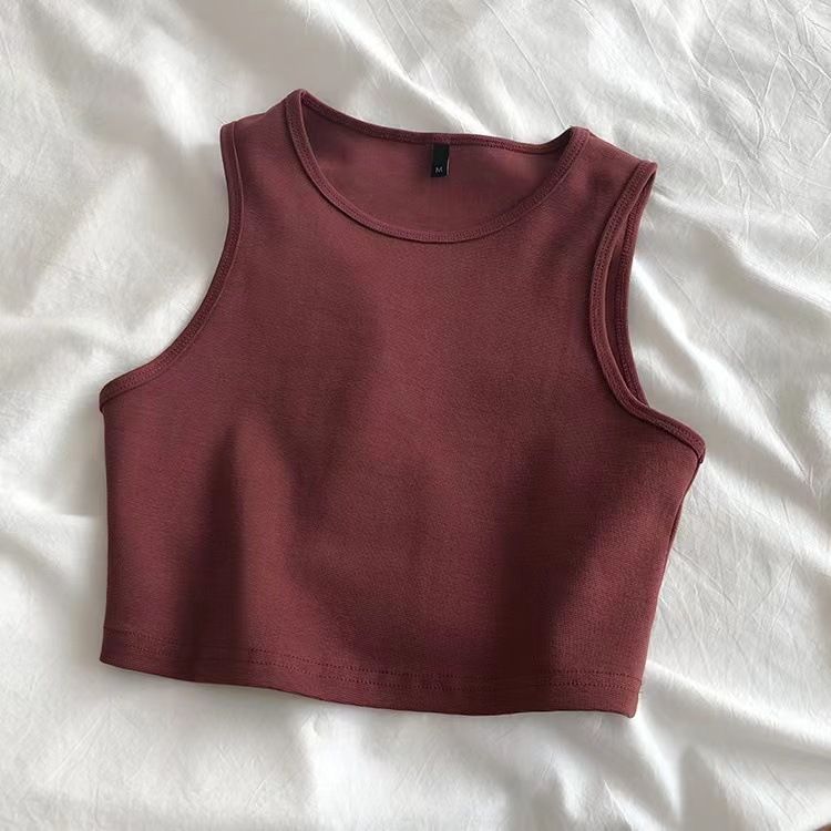 Women's Clothing Summer Navel Revealing Vest Internet Celebrity BM Style High Waist Slimming Short Sleeveless Bottoming Female_ecoleips.com