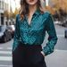 Women’s Leopard Print Blouse – Stylish Long-Sleeve Shirt For Work & Weekend, Breathable Polyester (S-XL, Grey/Brown/Blue/Animal Print)_ecoleips.com