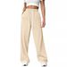 Women's Clothing Autumn And Winter Elastic Waist Loose Straight Wide Leg Sports Casual Trousers_ecoleips.com