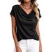 2026 Fashion Spring/Summer Women's Collar Collar Top, Casual Fashion Solid Color Short-Sleeve Top_ecoleips.com