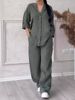 Women's Clothing 2 Piece Set Large Size Cotton And Linen Shirt Set High Waist Loose Pants_ecoleips.com