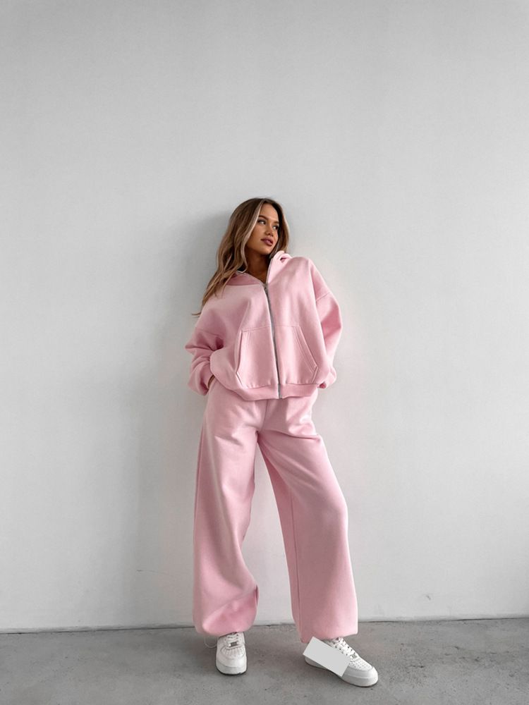 Women's Casual Hooded Sweatshirt With Pocket & Jogger Pants Set - Comfortable Streetwear Two-Piece Outfit (S/M/L/XL,)_ecoleips.com