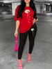Women's Casual Loose And Fashionable Sunflower Cross Pattern Print Loose T-shirt+cropped Pants Two-piece Home Sportswear Daily Wear-241_ecoleips.com