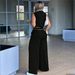 Women's Clothing Women's Commuter Casual Sleeveless Collared Top With Pockets And Imitation Drawstring Trousers Set Style_ecoleips.com