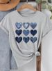 Women Cowboy Heart Print T-Shirt For Valentine's Day Gifts Fashion Crew Neck Short Sleeve T-Shirt Casual Women's Clothing_ecoleips.com