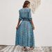 Women's Rayon Printed Dress With Waist Belt Button Down Design Three Quarter Sleeve Bohemian Dress For Vacations And Beaches_ecoleips.com
