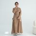 Voya Ensemble Deux Pièces Modeste Musulmane Décontracté – Haut Manches Longues & Jupe Loose Style Abaya Femme_ecoleips.com