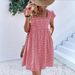 2026 European And American Cross-border Women's Clothing, Independent Site , Ruffle Sleeve Square Neck Plaid_ecoleips.com