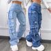 Cross-border 2025 European And American New Fashion Solid Color Versatile Plus-size High-waisted Multi-pocket Casual_ecoleips.com