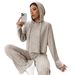 Cozy Long Hooded Knit Sweatshirt & Pants Set - Elegant Loungewear For Women, Oversized Fit, Soft Fleece Lining, Stylish Casual Outfit_ecoleips.com