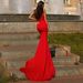 Elegant Red Mermaid Evening Gown Women's Strapless Tailored Dress for Prom Parties And Special Occasions_ecoleips.com