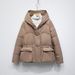 Women's Solid Color Hooded Women's Down Jacket Thickened Short Large Pocket Bread Jacket_ecoleips.com