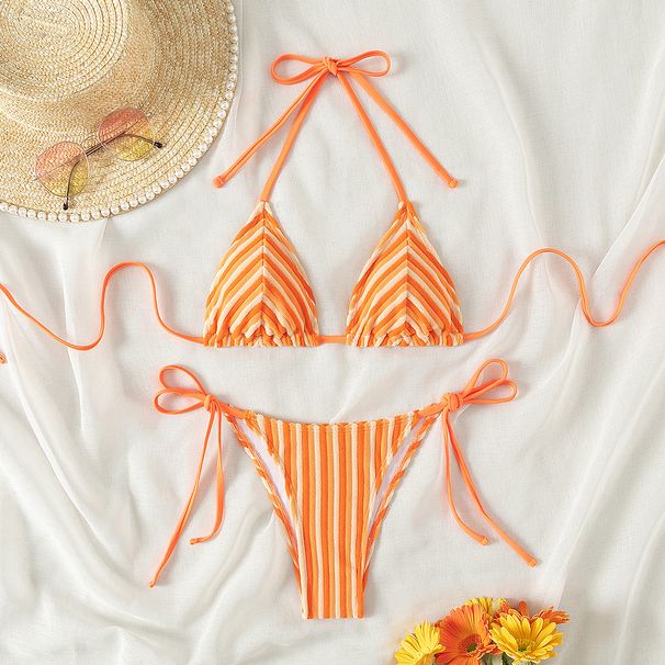 Women's Clothing New Towel Cloth Halter Neck Tie Bikini Swimsuit Summer Beach Vacation Women_ecoleips.com