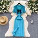 Women's Clothing V Neck Knitted Dress Bowknot Diamond Studded Slim Fit Design Beautiful Long Skirt_ecoleips.com
