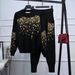 Embroidered Sequin Knit Set – Oversized Sweater & Lounge Pants Two-Piece (S-XXL) | Black & Grey | Boho Streetwear_ecoleips.com