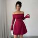 Women's Clothing Strapless Lace Long Sleeved Dress For Women Elegant European American Style Autumn Winter_ecoleips.com