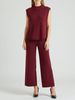 American Style Women's Summer Two-Piece Set Thin Round Neck Knitted Top High-Waisted Wide Leg Pants Casual_ecoleips.com