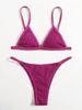 Waffle Textured Thin Strap Bikini Set Women Solid Triangle Two Piece Swimsuit Minimal Cheeky High Cut Bathing Suit Summer Beach Swimwear_ecoleips.com