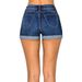 Women's Clothing New Elastic High Waist Hole Short Jeans_ecoleips.com