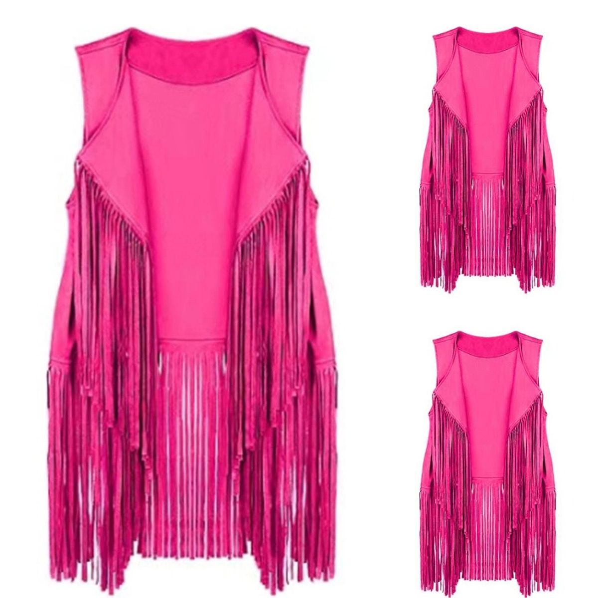 Women's Boho Suede Fringe Vest Sleeveless Longline Jacket Western And Vintage Aesthetic 6 Styles 20 plus Colors_ecoleips.com
