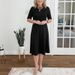 Elegant Women's Slim Fit Round Neck Dress Short Sleeve Spring Summer Solid Color_ecoleips.com