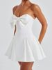 Mozision Bow Strapless Backless Sexy Mini Dress For Women Robe Fashion Solid Off-shoulder Sleeveless A-line Club Dress Vestido_ecoleips.com