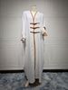 Verve Mq090 Modest Fashion Cardigan With Leather Buttons Abaya Turkish Color Block Long Robe For Outerwear Arabic_ecoleips.com