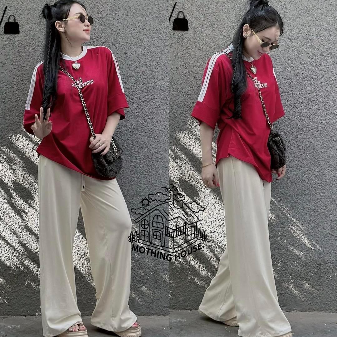 Women's Summer Fashion Two-Piece Set Loose Wide Leg Pants And Short Sleeve Embroidered Top Sporty Casual Outfit_ecoleips.com