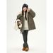 girl Girl Girls' Turn-Down Collar Parka 2025 Winter New Children's Thickened Warm Cotton Jacket Casual Workwear Coat_ecoleips.com
