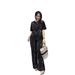 Women's High-End Wide Leg Pants Suit With Rhinestone Short Sleeve T-Shirt Two Piece Set For Summer Evening Wear_ecoleips.com