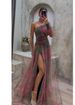 Women's Clothing Sexy Oblique Shoulder One Shoulder Long Sleeve Floral Gauze Dress Long Skirt High End Large Swing Floral_ecoleips.com