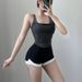 European American Denim Sports Camisole Vest Thin Sexy Elastic Fitness Top for Women Summer Outdoor Wear_ecoleips.com