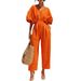 Elegant V Neck Cotton Linen Jumpsuit For Women Solid Color Summer Style Fashionable Romper Europe & America_ecoleips.com